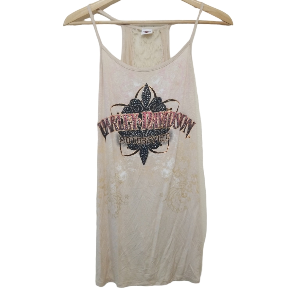 Harley-Davidson Hibiscus Lace Back Tank Top